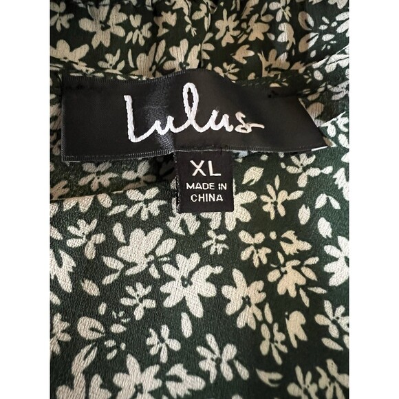 Lulus Mini Dress‎ Women’s Size XL Green Floral Ruffled Cut Out Back Long Sleeve - Picture 2 of 12